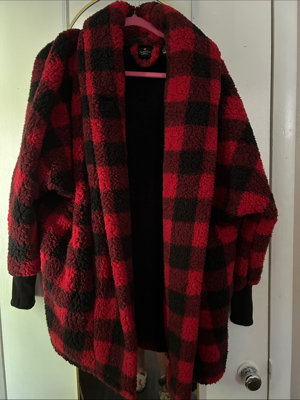 Plush Buffalo Check Teddy Jacket - Red/Black